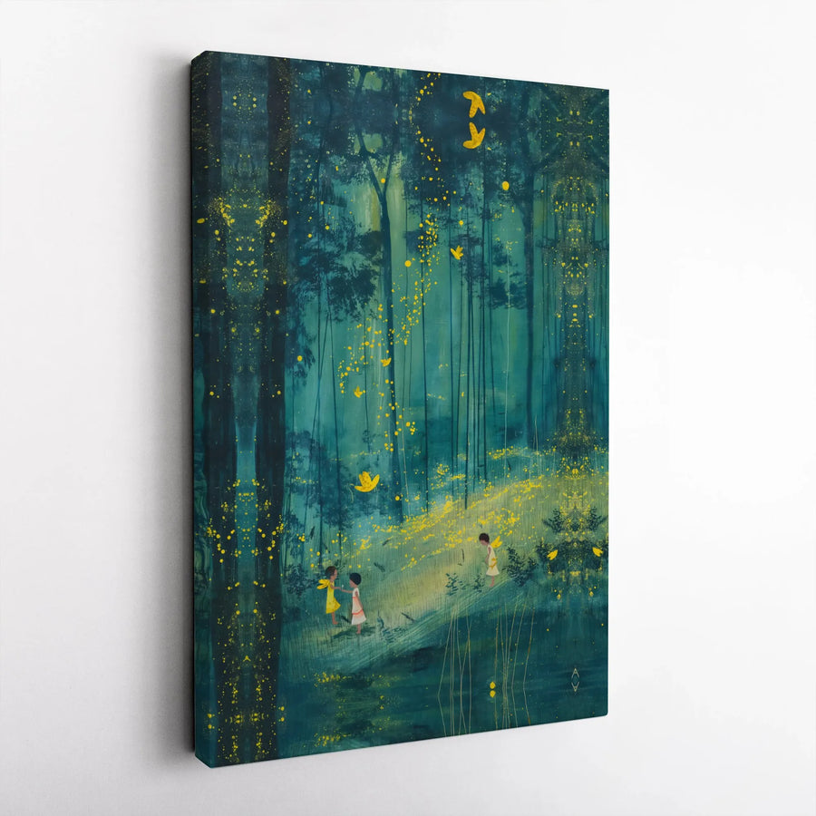 Magical Forest Children Canvas Art | Whimsical Fairy Tale Wall Decor | Gallery-Wrapped Premium Print | Enchanted Nature Nursery Gift