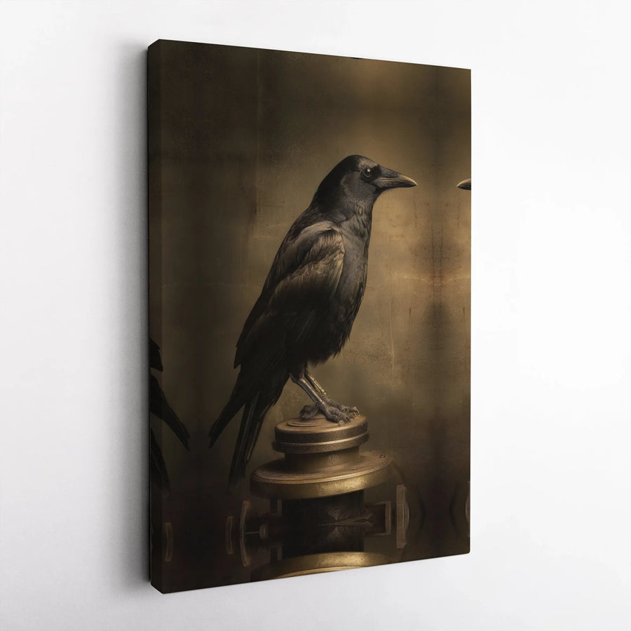 Gothic Raven Canvas Wall Art | Vintage Crow Illustration | Premium Canvas Print | Dark Academia Home Decor Gift