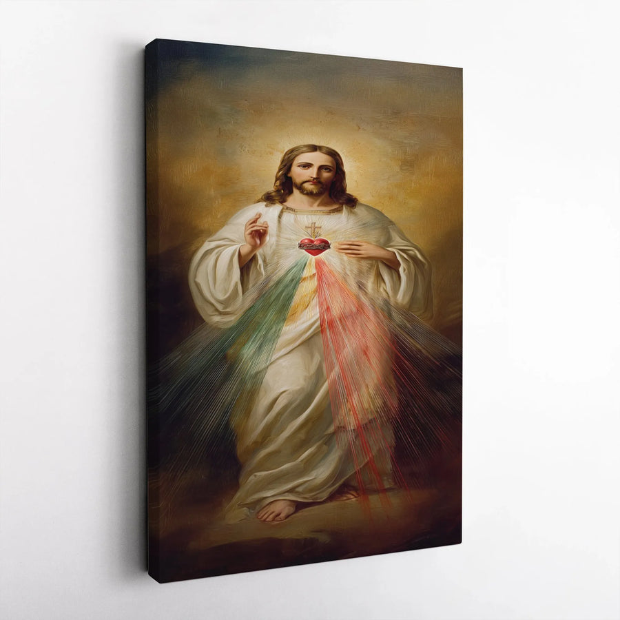 Divine Mercy Canvas Print | Jesus Christ Sacred Heart Wall Art | 1.25 Inch Gallery Wrap | Religious Catholic Home Decor Gift