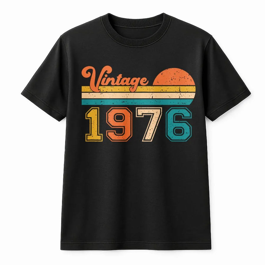 Vintage 1976 T-Shirt | Retro 70s Sunset Graphic Design | Premium Cotton Apparel | Birthday Gift Idea for Men and Women Turning 48