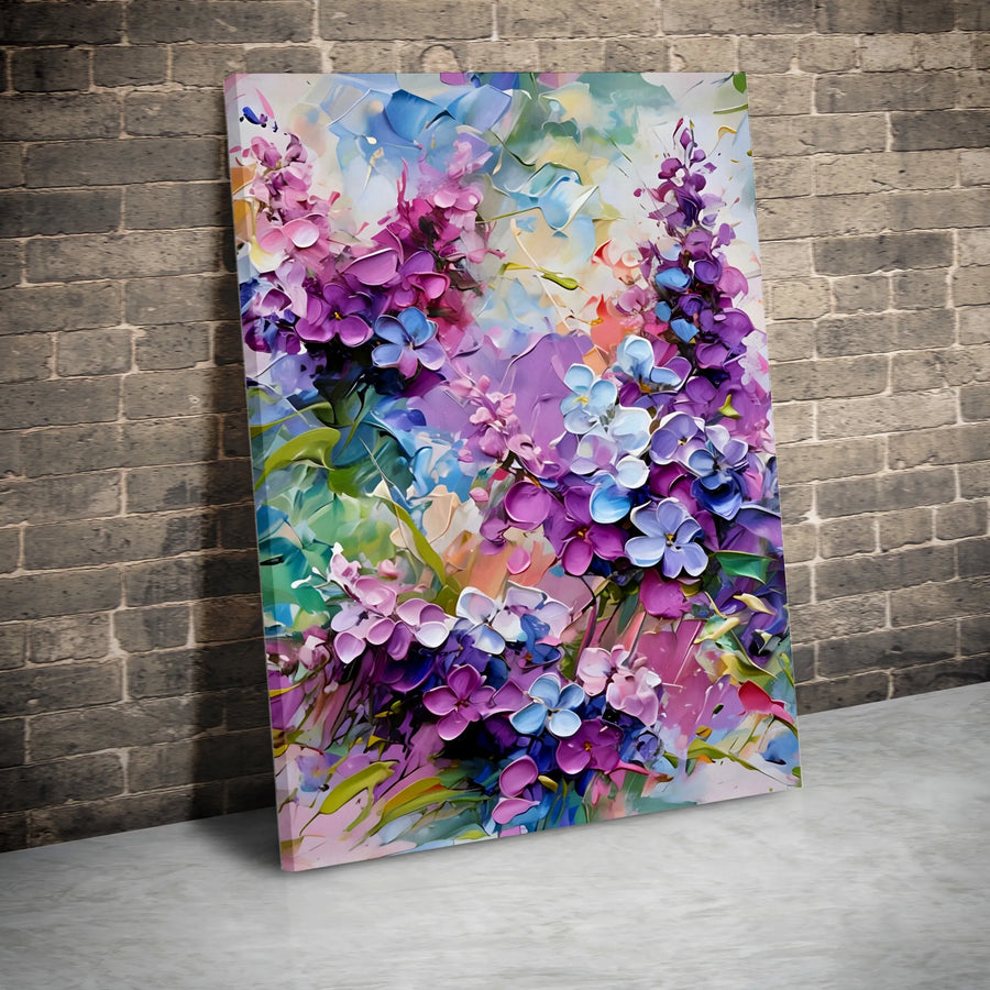 Abstract Floral Canvas Wall Art | Colorful Impasto Flower Painting Print | Premium Gallery Wrapped Canvas | Modern Living Room Decor Gift