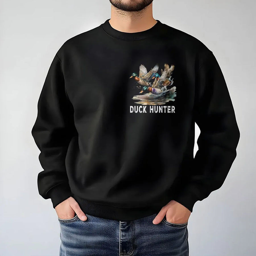 Duck Hunter Sweatshirt | Realistic Mallard Flight Art | Premium Cotton Blend Crewneck | Gift for Outdoorsmen and Waterfowl Hunters