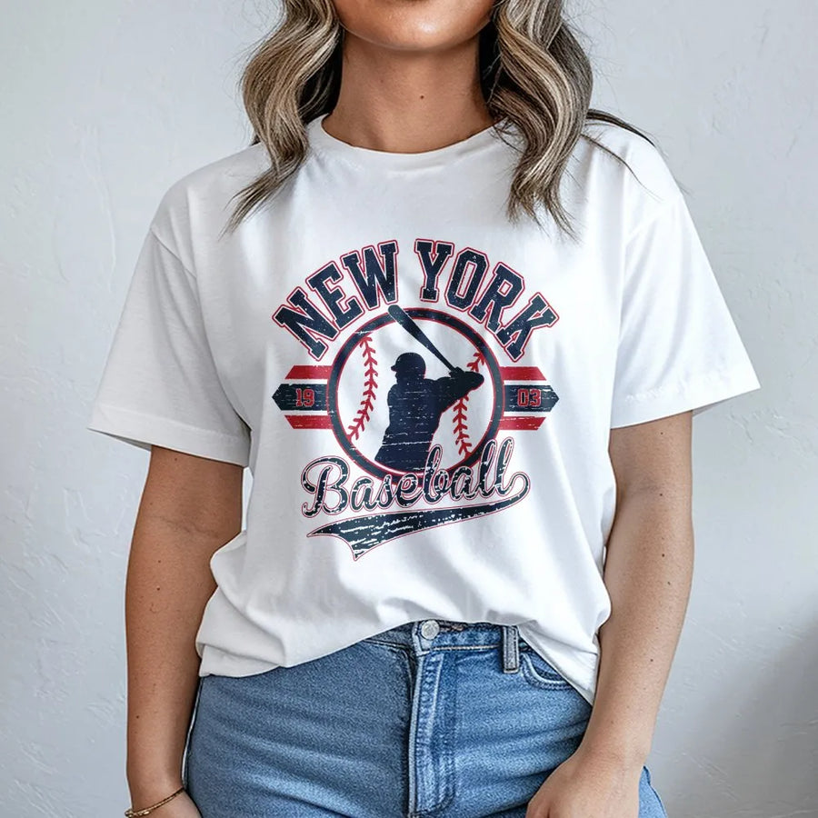 Vintage New York Baseball T-Shirt | Retro Distressed Graphic Tee | Premium 100% Cotton | Unisex NY Sports Fan Gift