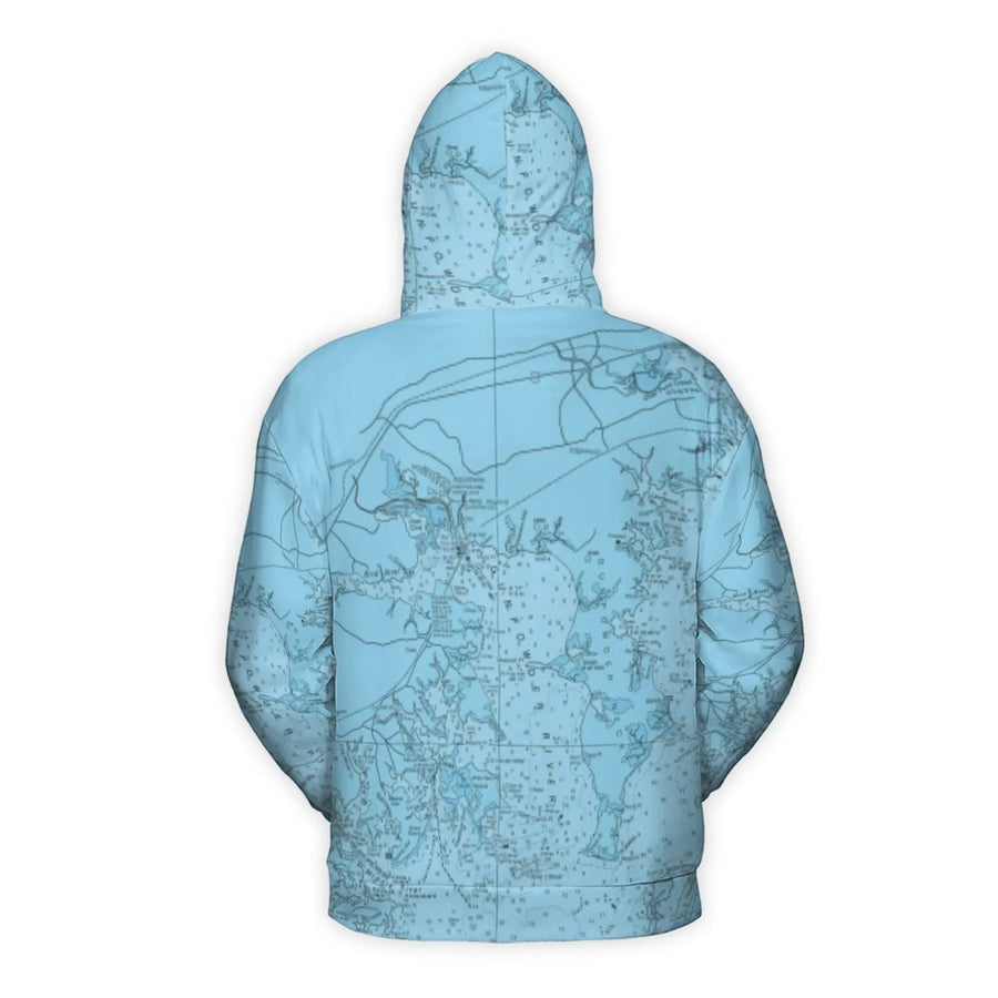 Nautical Map Print Hoodie | Vintage Maritime Chart Design | Premium Brushed Fleece Pullover | Unisex Gift for Sailors and Boating Enthusiasts