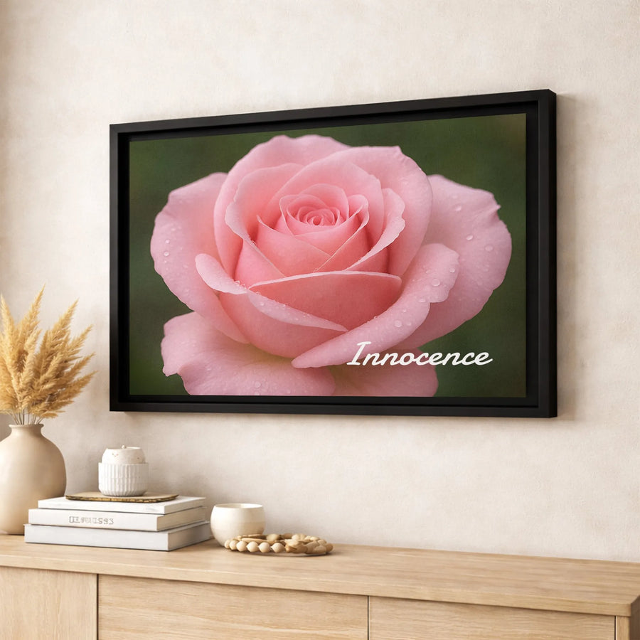 Pink Rose Canvas Print | Innocence Floral Wall Art | Premium 1.25 Inch Gallery Wrap | Botanical Home Decor Gift for Her