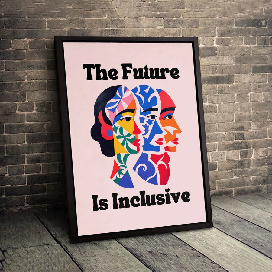 The Future Is Inclusive Canvas Art | Modern Abstract Diverse Faces Wall Decor | Premium 1.25" Thick Gallery Wrap | Social Justice Home Office Gift