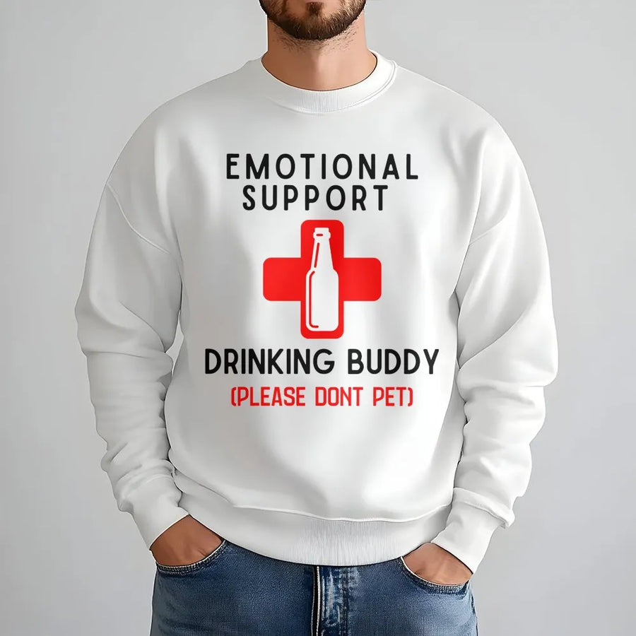 Emotional Support Drinking Buddy Sweatshirt | Funny Alcohol Beer Graphic | Premium Cotton Blend | Gift For Party Lovers And Craft Beer Fans