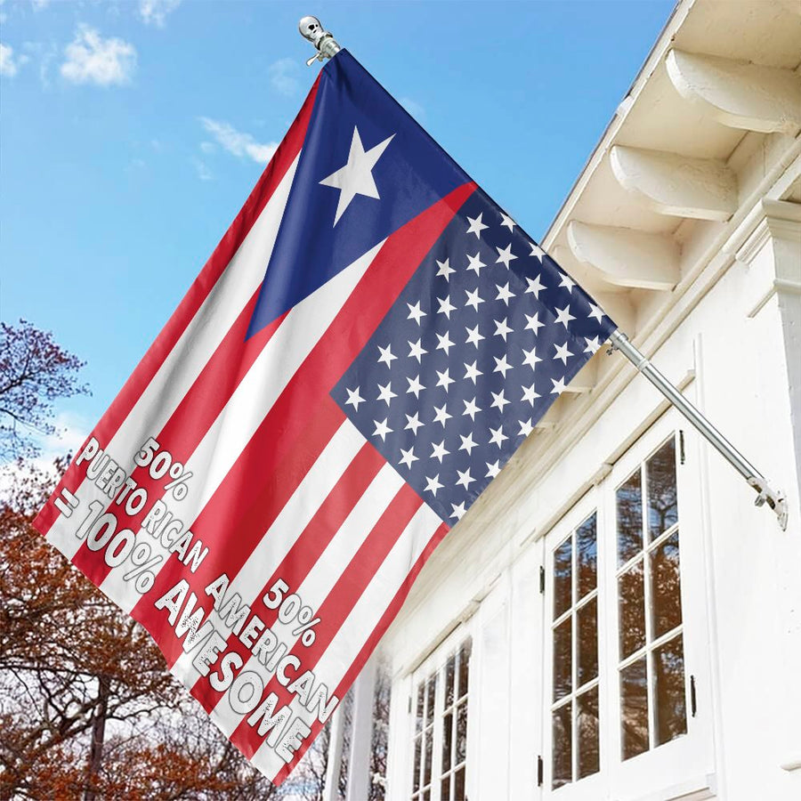 Puerto Rican American Flag | 50% Puerto Rican 50% American 100% Awesome Design | Premium Weather-Resistant Polyester | Patriotic Heritage Gift Home Decor