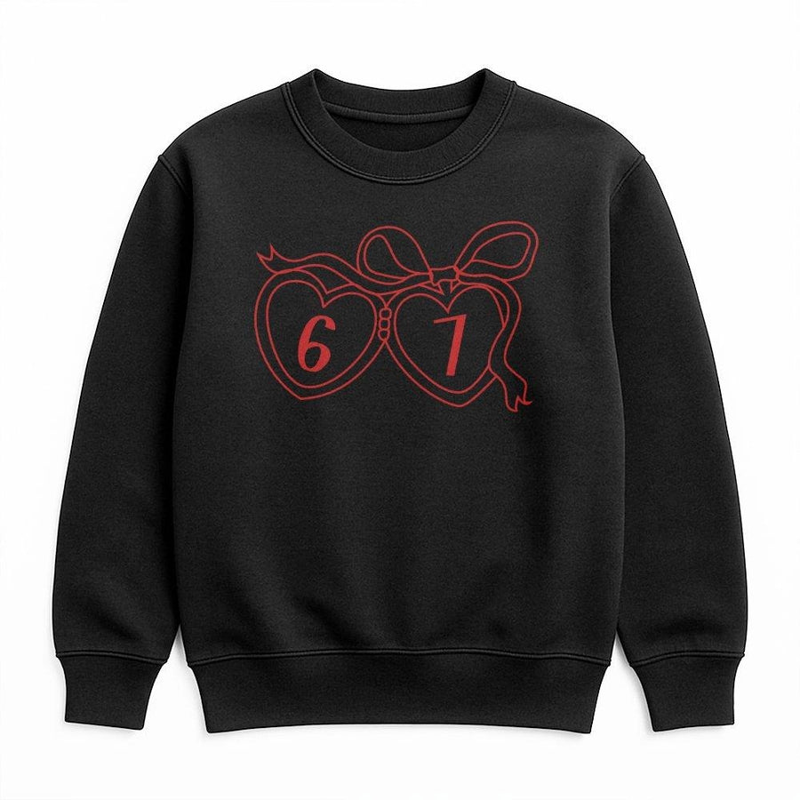 6 7 Heart Sweatshirt | Red Minimalist Line Art Design | Premium Cotton Blend | Funny Matching Holiday Gift for Couples or Friends