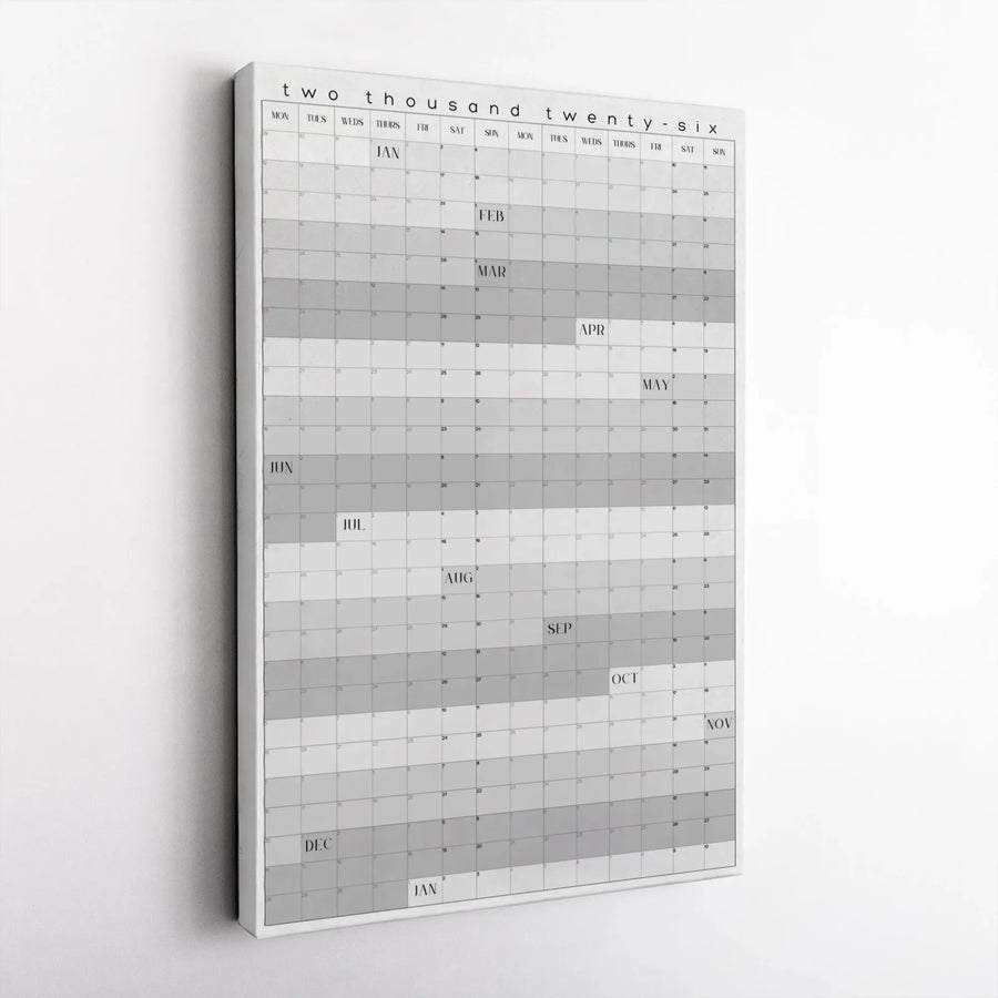 2026 Yearly Calendar Wall Art | Modern Minimalist Annual Planner Print | Premium 1.25-Inch Gallery Canvas | Home & Office Decor Gift