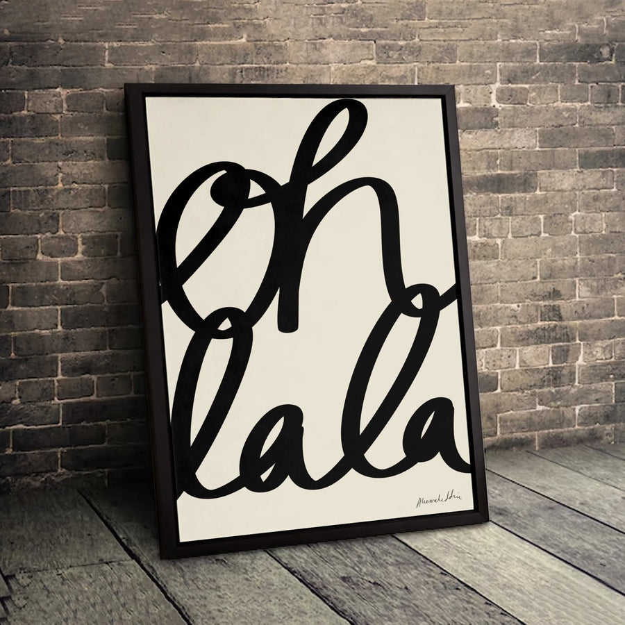 Oh Lala Wall Art | Modern Cursive Script Typography Print | Premium 1.25-Inch Gallery Canvas | Chic Home Decor Gift
