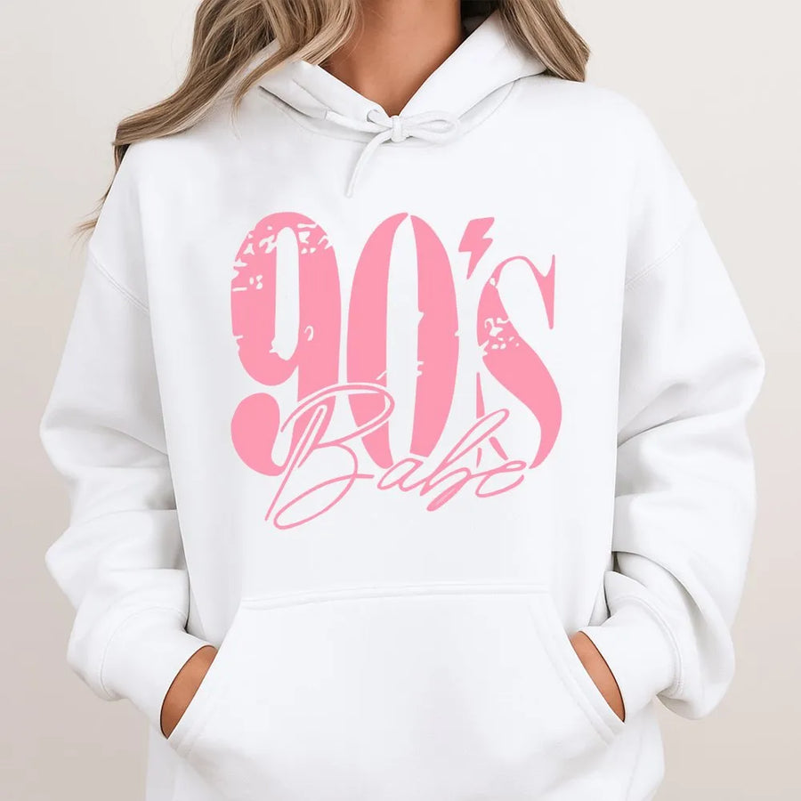 90s Babe Hoodie | Retro Graphic Print Sweatshirt | Soft Cotton Blend Pullover | Nostalgic 90s Outfit Gift for Her