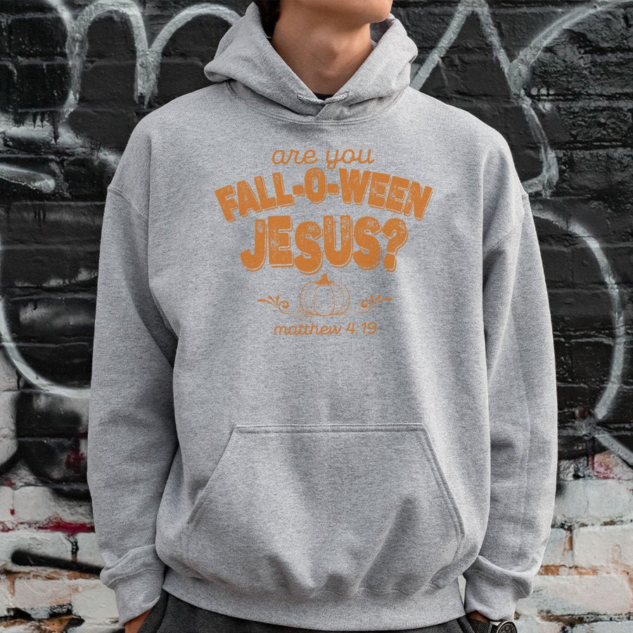 Are You Fall-O-Ween Jesus Hoodie | Christian Retro Fall Graphic | Cotton-Poly Blend Premium Sweatshirt | Gift for Women and Men