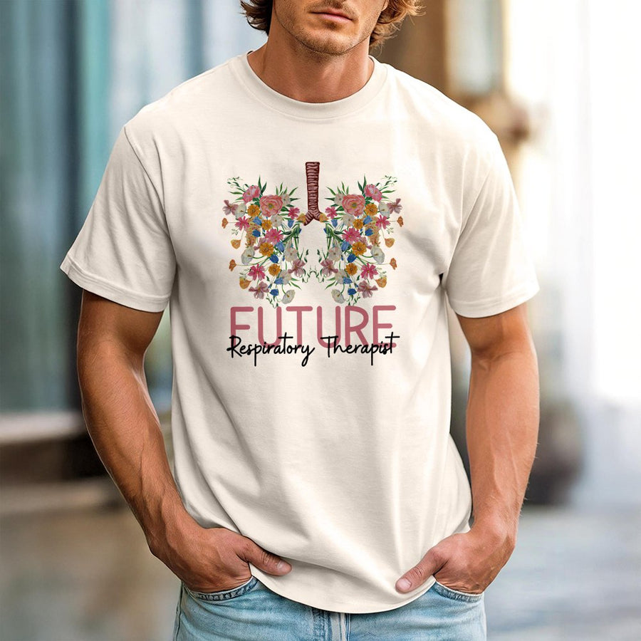 Future Respiratory Therapist T-Shirt | Floral Lungs Medical Design | 100% Cotton Premium Tee | Graduation Gift for Respiratory Therapy Student