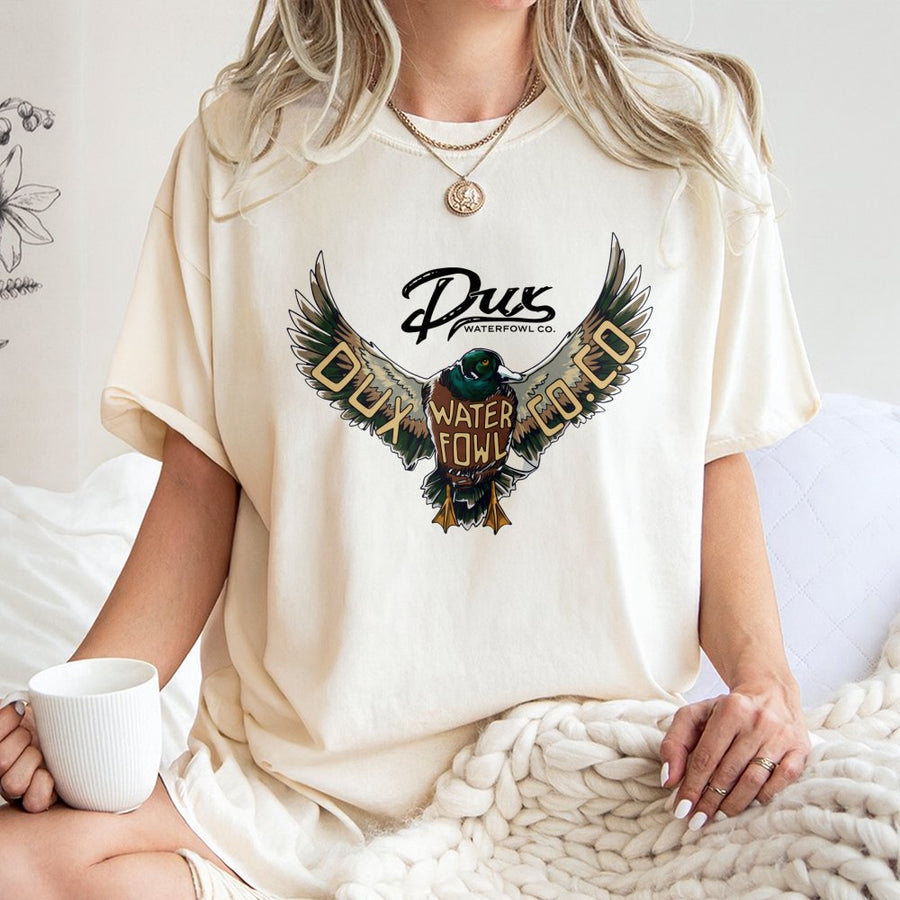 Duck Hunting Graphic T-Shirt | Waterfowl Mallard Wing Design | Premium 100% Cotton Tee | Gift for Hunter & Outdoorsman