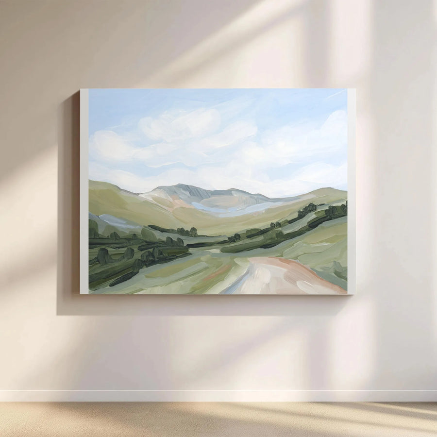 Abstract Landscape Canvas Wall Art | Modern Painterly Rolling Hills Print | Gallery Quality Canvas Print | Living Room & Bedroom Decor Gift