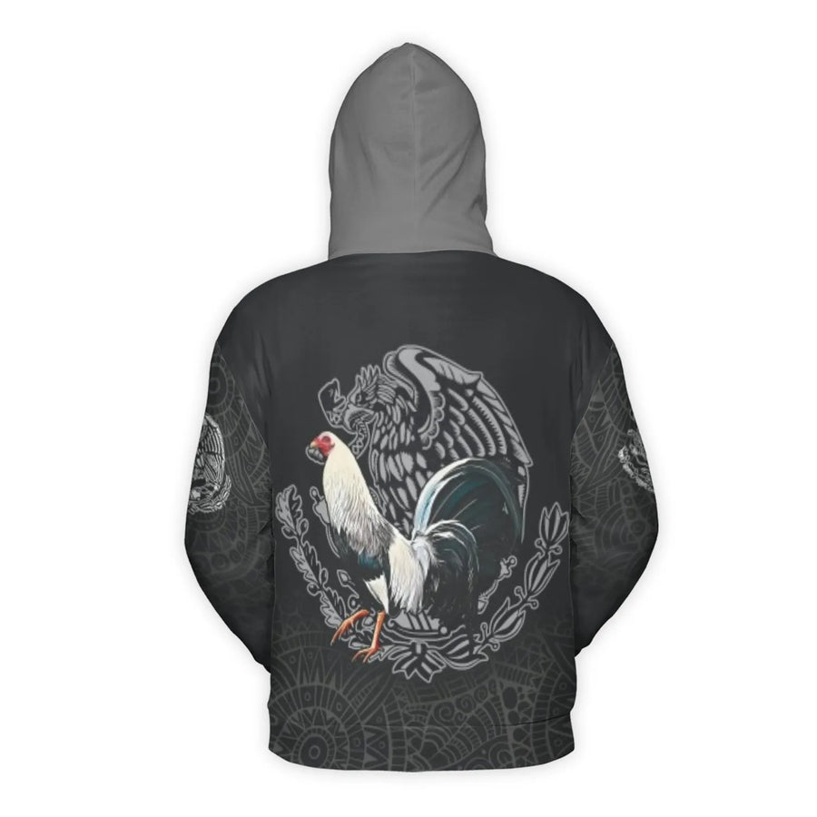 Mexican Rooster Hoodie | Eagle Tribal 3D Graphic Print | Premium Soft Fleece Lining | Cultural Streetwear Gift for Men and Women