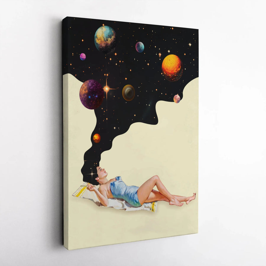 Cosmic Dream Canvas Print | Surreal Galaxy Hair Woman Art | Premium Thick Gallery Wrap | Modern Celestial Wall Decor Gift