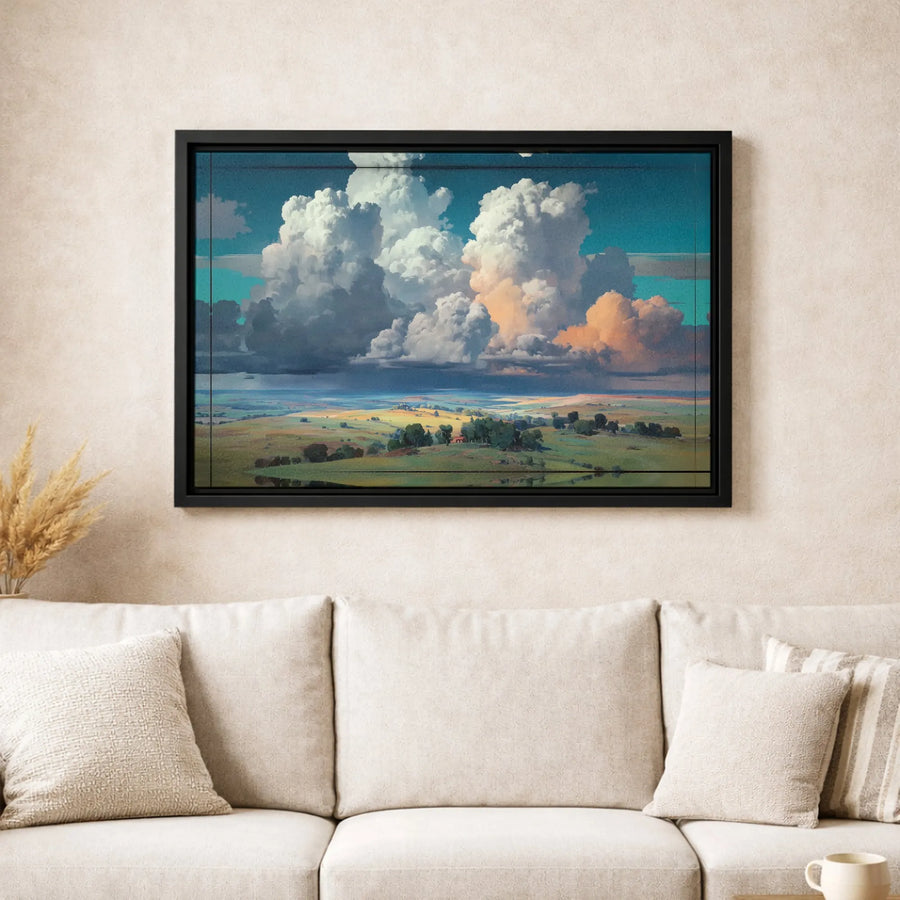 Rural Landscape Canvas Print | Dramatic Storm Cloud Artwork | Gallery Wrapped Premium Wall Decor | Nature-Inspired Home Office Wall Art Gift