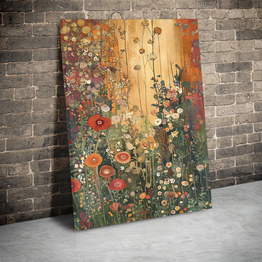 Wildflower Meadow Canvas Wall Art | Abstract Poppy Field Painting | Premium Gallery Wrapped Decor | Nature Inspired Gift for Home Office