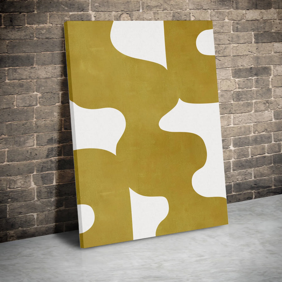 Modern Abstract Vertical Canvas | Mustard Yellow Organic Shapes Print | Premium Thick Gallery Wrap Wall Art | Minimalist Home Decor Gift
