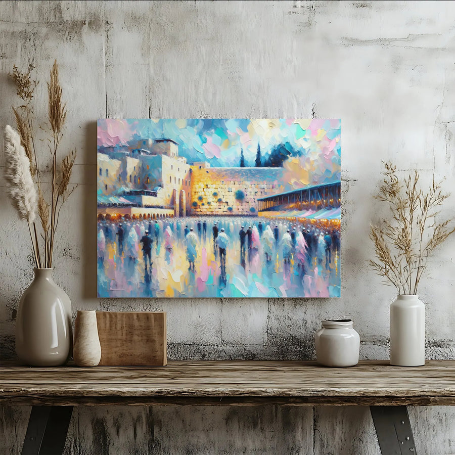 Western Wall Jerusalem Canvas Print | Colorful Impressionist Holy Land Art | Premium Gallery-Wrapped Wall Decor | Meaningful Gift For Jewish Home