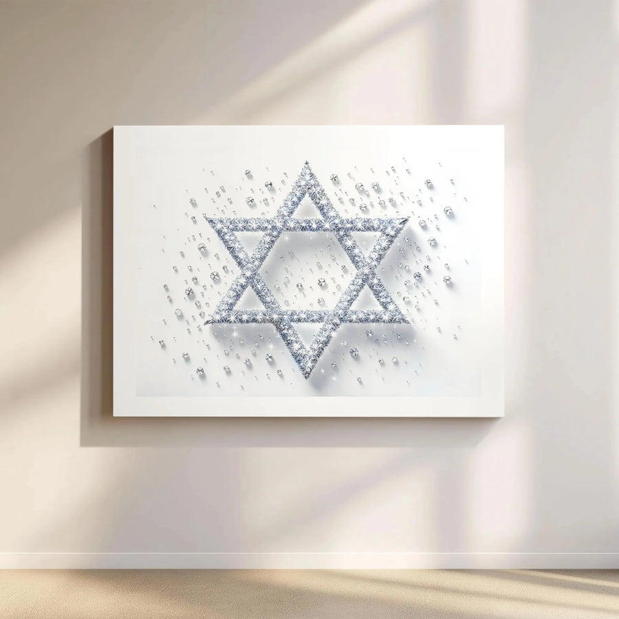 Star Of David Wall Art | Sparkling Diamond Geometric Print | Premium Gallery Wrapped Canvas | Jewish Home Decor Gift