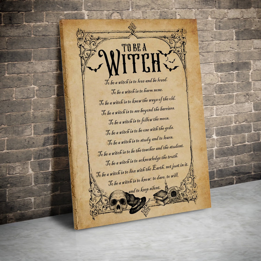 To Be A Witch Poem Canvas Print | Gothic Skull Witchcraft Decor | Premium Fade-Resistant Wall Art | Spiritual Wiccan Gift For Her