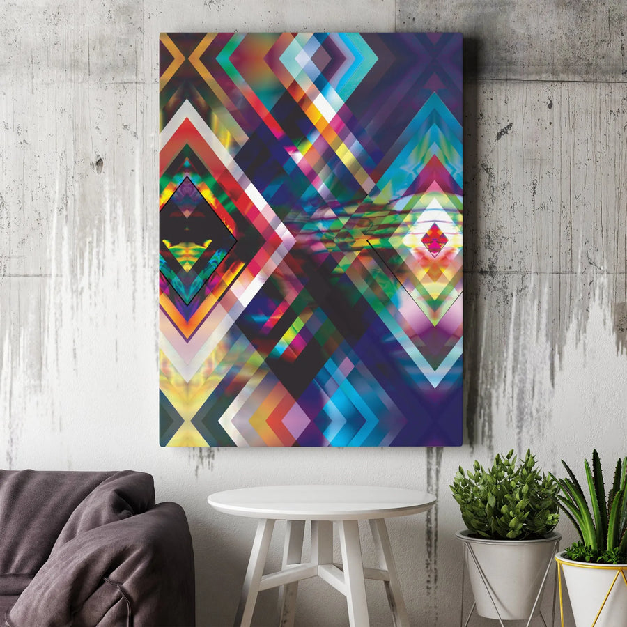 Abstract Geometric Canvas Wall Art | Vibrant Prism Diamond Design | Premium Fade-Resistant Print | Modern Home & Office Decor Gift