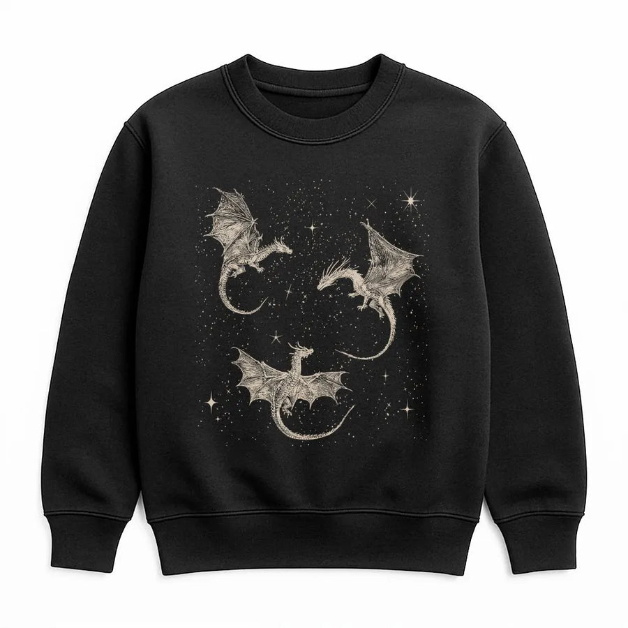 Flying Dragon Sweatshirt | Whimsical Celestial Fantasy Art | Premium Cotton Blend | Bookish Gift for Fantasy Readers