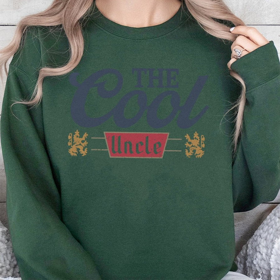 The Cool Uncle Sweatshirt | Heraldic Lion Crest Graphic | Premium Cotton Blend | Funny Pregnancy Announcement Gift for New Uncle
