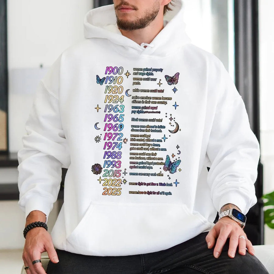 Women's Rights Timeline Hoodie | Historical Milestones Graphic | Premium Unisex Crewneck | Feminist Activist Gift