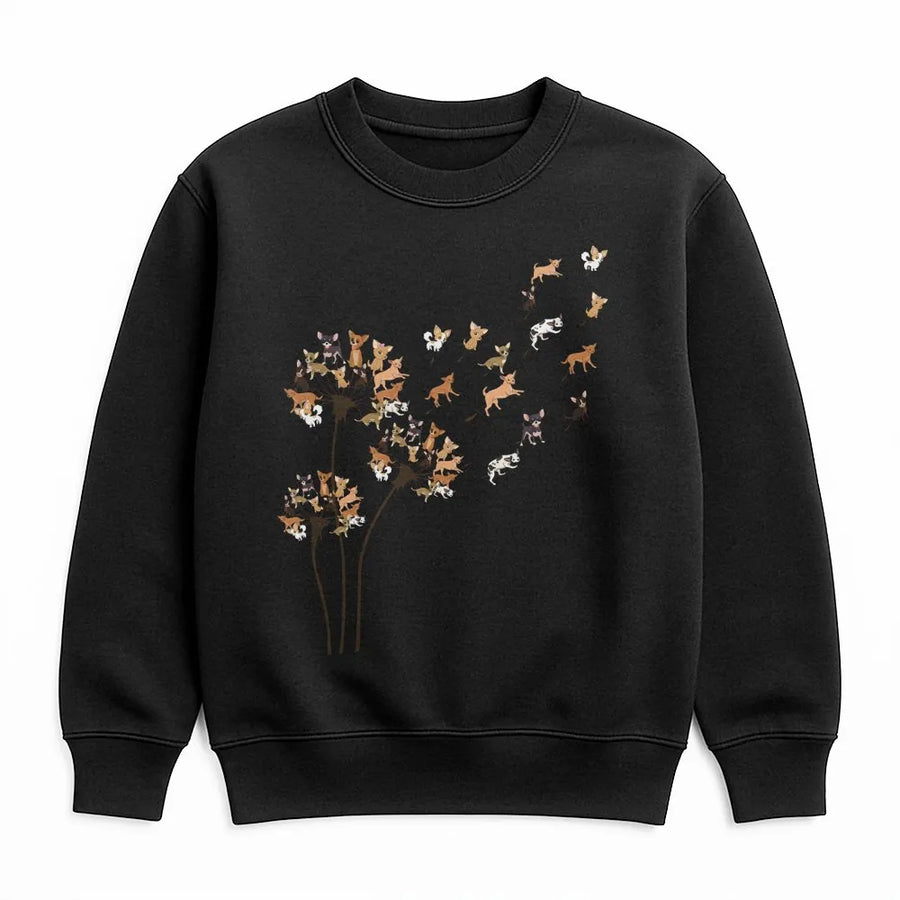 Chihuahua Dandelion Sweatshirt | Artistic Dog Flower Graphic Print | Soft Cotton Blend | Unique Gift for Dog Lovers and Chihuahua Owners