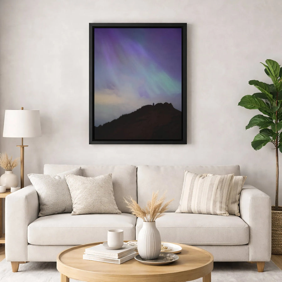 Aurora Borealis Canvas Print | Night Sky Silhouette Wall Art | 1.25 Inch Gallery Wrap | Premium Landscape Decor for Home