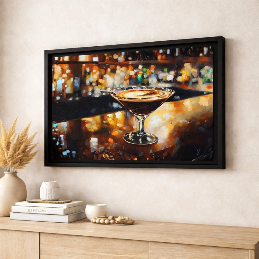 Espresso Martini Canvas Print | Impressionist Bar Wall Art | Premium Fade-Resistant Gallery Wrap | Sophisticated Home Decor Gift