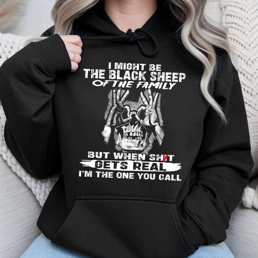 Black Sheep Hoodie | Skeleton Quote Graphic Sweatshirt | Premium Cotton-Blend | Gift for Rebellious Family Member
