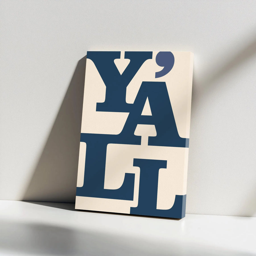 Y'all Typography Wall Art | Modern Southern Decor Print | Premium 1.25" Gallery Wrap Canvas | Statement Piece for Home & Office