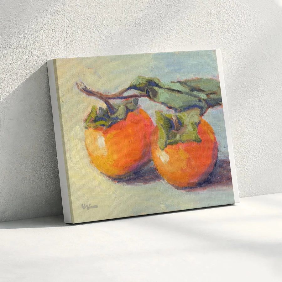 Persimmon Canvas Wall Art | Impressionist Still Life Painting Print | Premium Gallery Wrapped Canvas | Kitchen & Dining Room Decor Gift