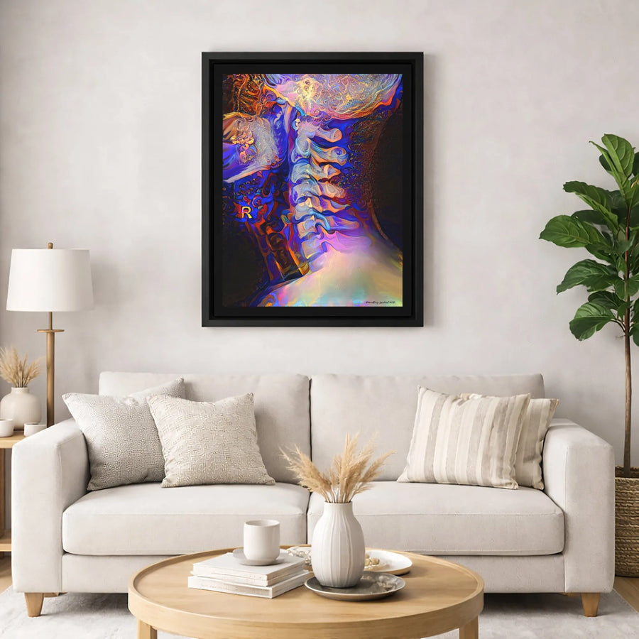 Cervical Spine Anatomy Canvas Art | Abstract Colorful Medical Wall Decor | Premium 1.25" Gallery Wrap | Gift for Chiropractor or Doctor