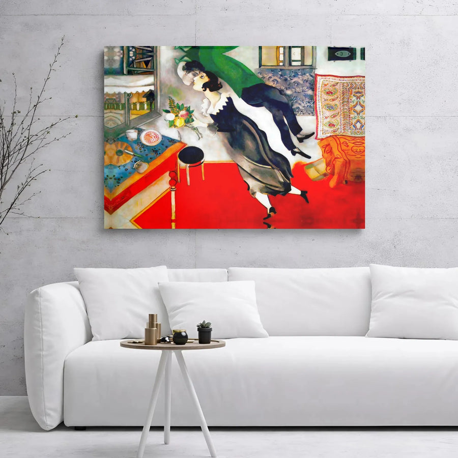 Marc Chagall Birthday Canvas Wall Art | L'Anniversaire Famous Painting Print | 1.25" Gallery Wrap Premium Decor | Romantic Art Gift for Home Office