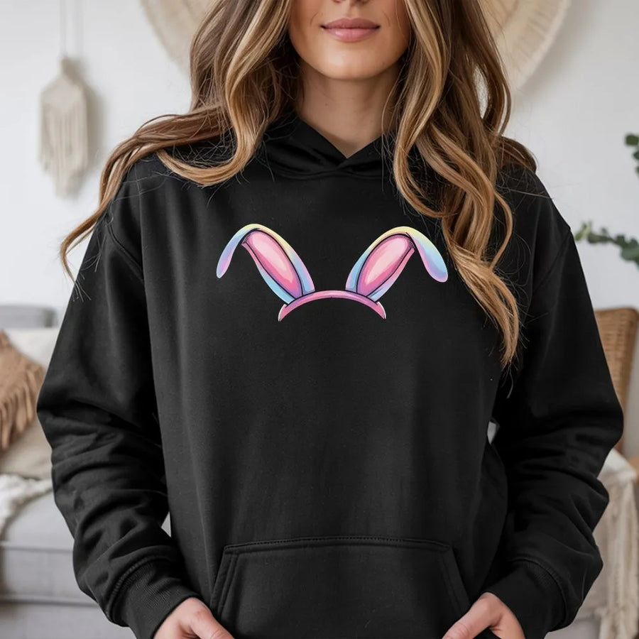 German Shepherd Easter Hoodie | Bunny Ears Graphic Sweatshirt | Cotton-Blend Apparel | Cute Dog Lover Holiday Gift