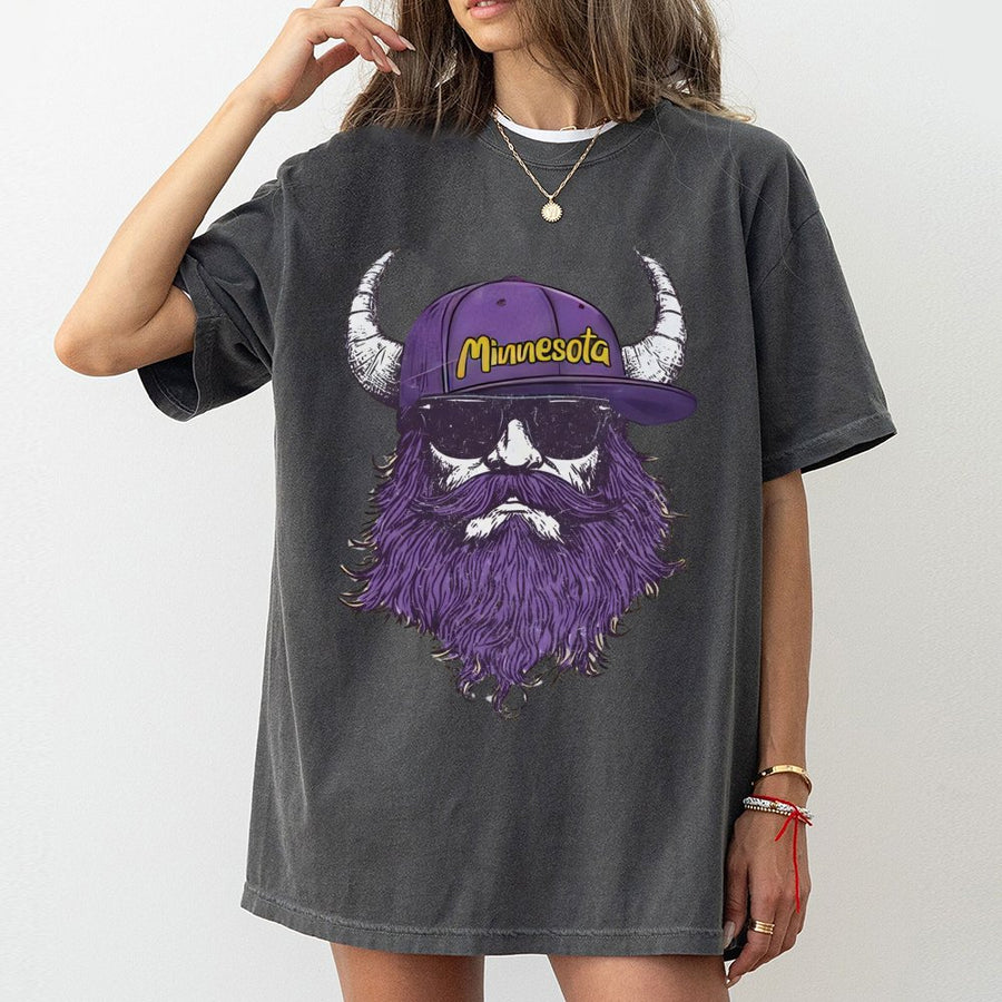 Minnesota Viking With Horns, Beard And Sunglasses T-Shirt
