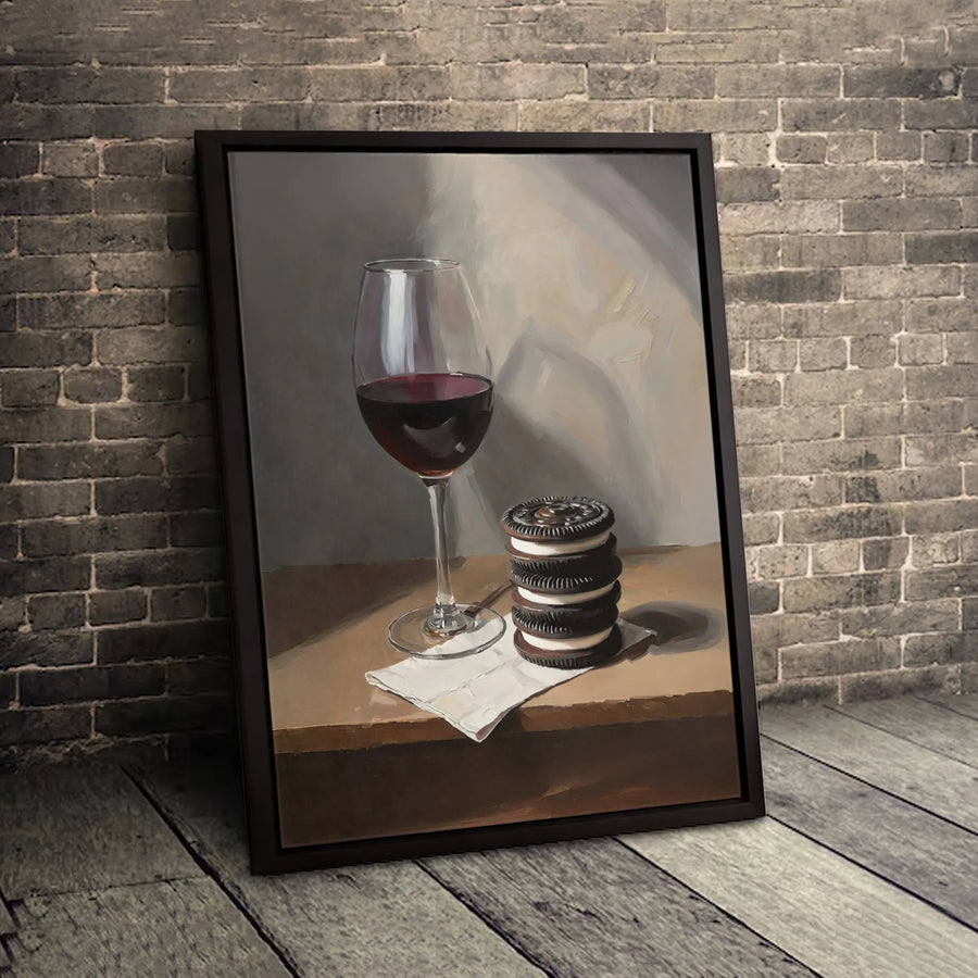Wine And Cookies Still Life Canvas | Realistic Gourmet Food Wall Art | Premium Gallery-Wrapped Print | Kitchen & Dining Home Decor Gift