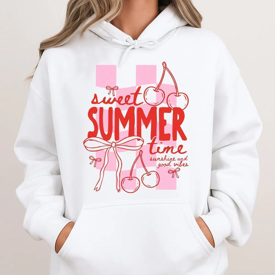 Coquette Cherry Hoodie | Sweet Summer Time Graphic Print | Premium Soft Blend | Aesthetic Vacation Gift for Her