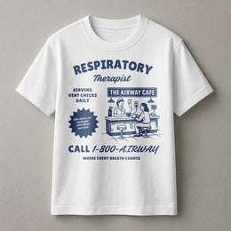 Respiratory Therapist T-Shirt | The Airway Cafe Funny Medical Graphic Design | 100% Cotton Premium Quality | Gift for RT Students and Hospital Staff