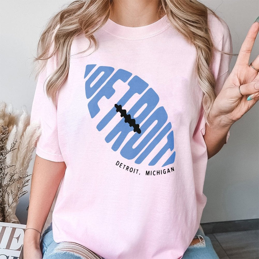 Detroit Football T-Shirt | Retro City Graphic Design | 100% Cotton Premium Tee | Gift for Michigan Sports Fans & Game Day Apparel