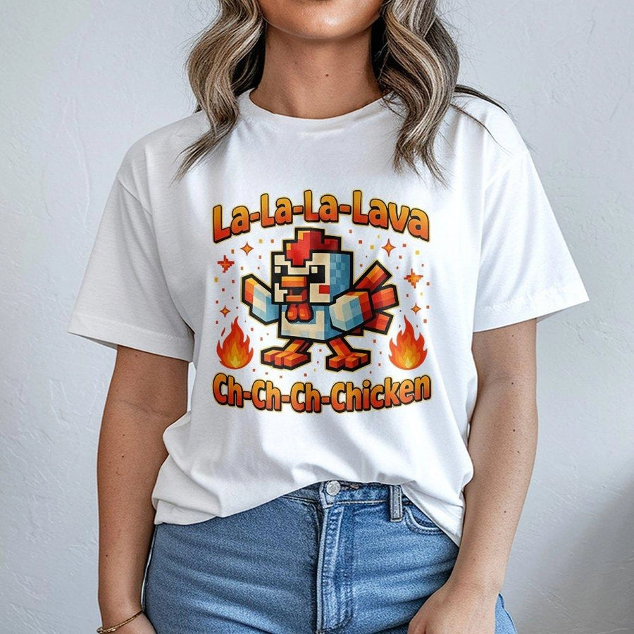 Lava Chicken T-Shirt | Funny Pixel Gamer Graphic Tee | 100% Premium Cotton | Unique Gift for Video Game Fans and Kids