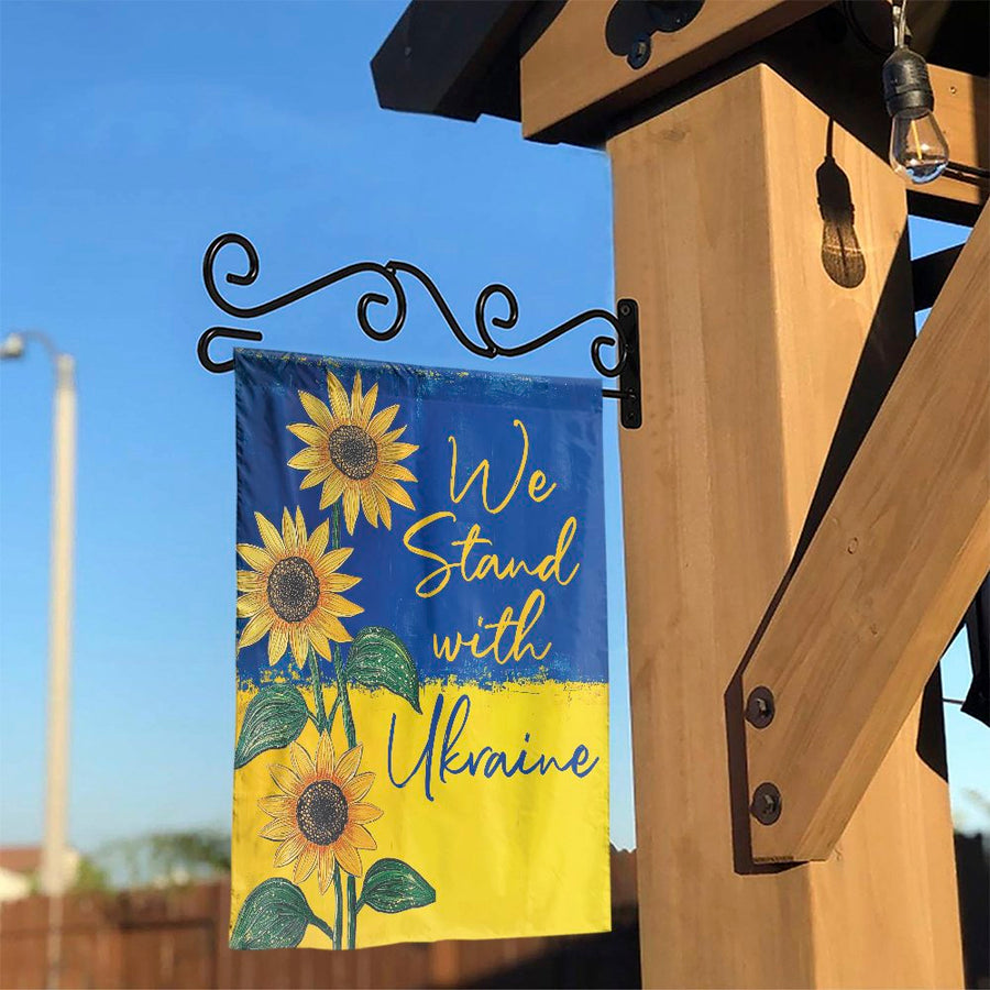 Stand With Ukraine Garden Flag | Sunflower Peace Print | Weather-Resistant Premium Polyester | Patriotic Outdoor Yard Decor Gift