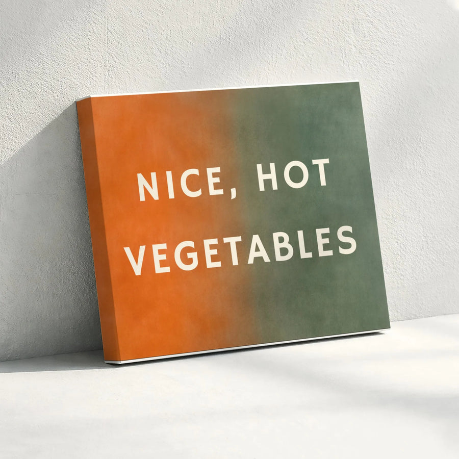 Nice Hot Vegetables Wall Art | Minimalist Typographic Canvas | Gallery Quality Fade-Resistant Print | Funny Kitchen Decor For Foodies