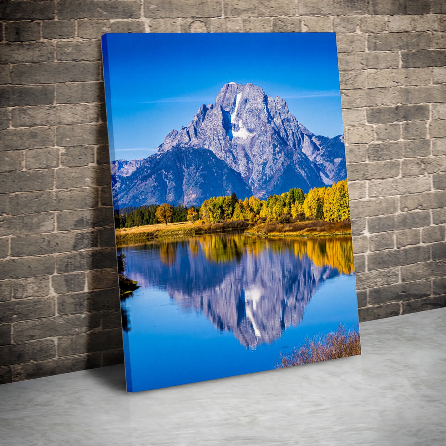 Grand Teton National Park Canvas Wall Art | Mount Moran Oxbow Bend Autumn Scenery | Gallery-Wrapped Premium Print | Nature Gift For Mountain Lovers